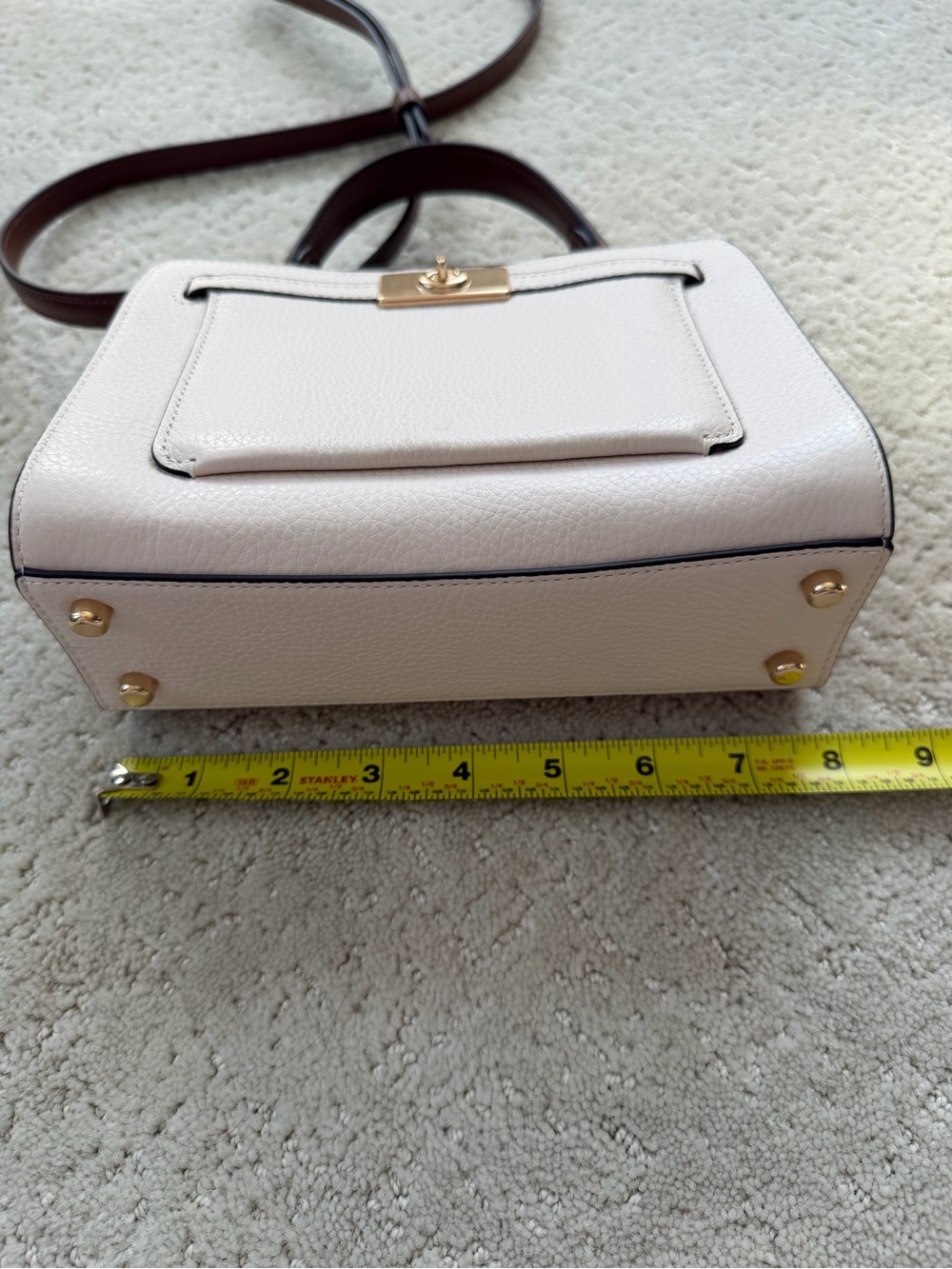 Coach Cream Leather Satchel with Brown Strap and Gold Hardware - Picture 10 of 11